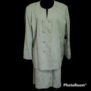 Beautiful Moss Green Jacquard Suit by Executive Collection – Size 26W